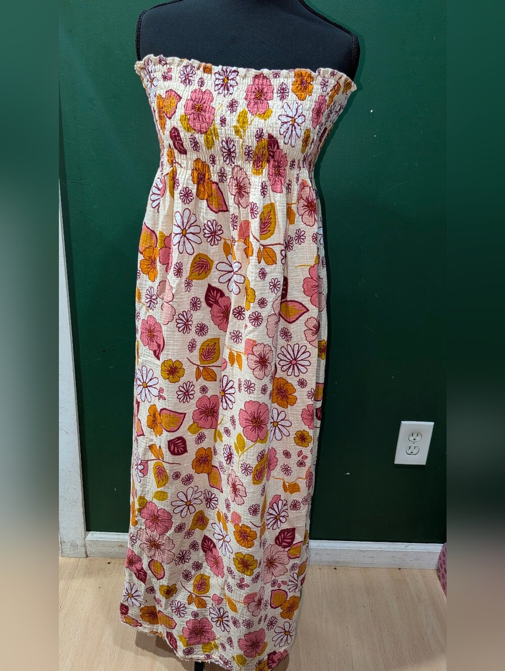 Floral Smocked Strapless Maxi Dress